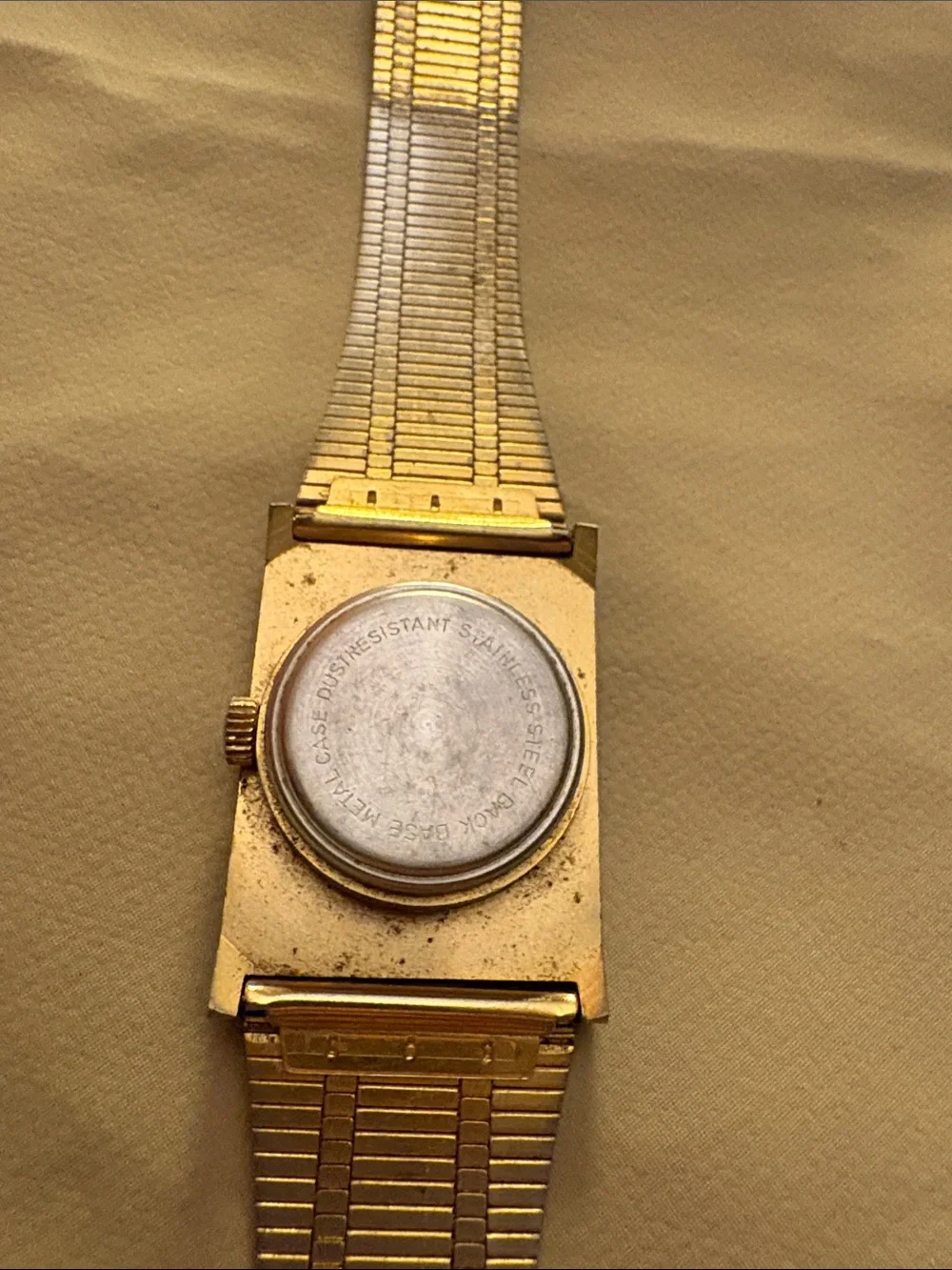 Silver and Gold Square-Face Metal Band Watch